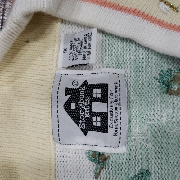 Storybook Knits Green and Cream Floral Cardigan - Picture 5 of 8